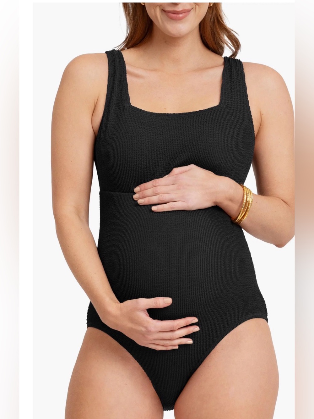 NWT Seraphine Textured Maternity One Piece Swimsuit Black , size Large